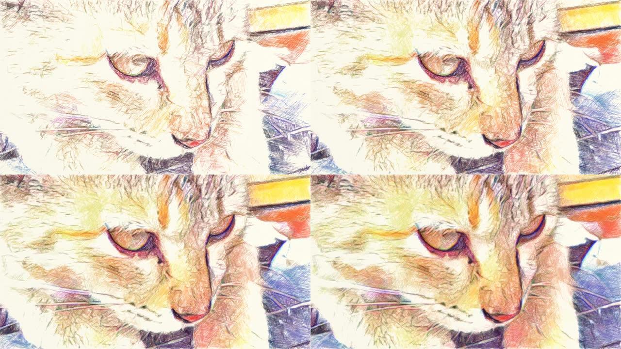 彩色猫的绘画颜色