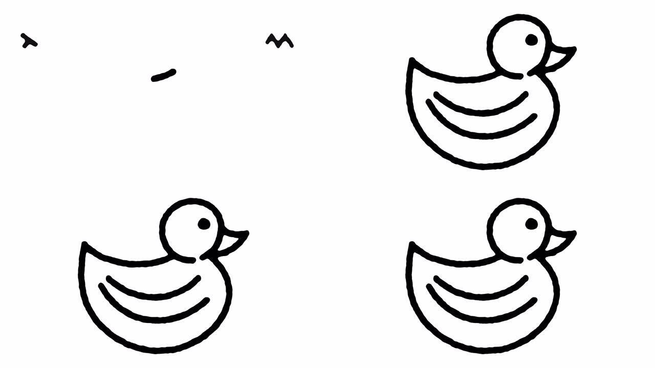 橡皮鸭玩具涂鸦线图标动画