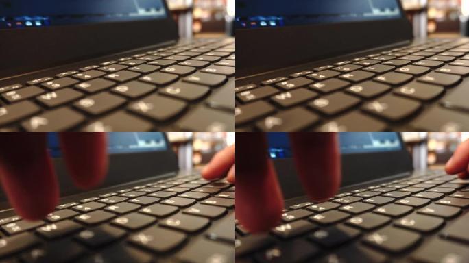 笔记本电脑Windows键盘上的特写打字