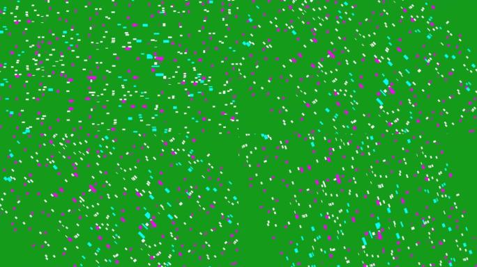 绿色屏幕背景的彩色粒子运动图形