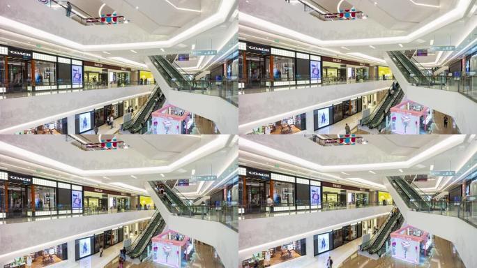 著名的青岛市市中心购物中心大厅延时全景4k中国