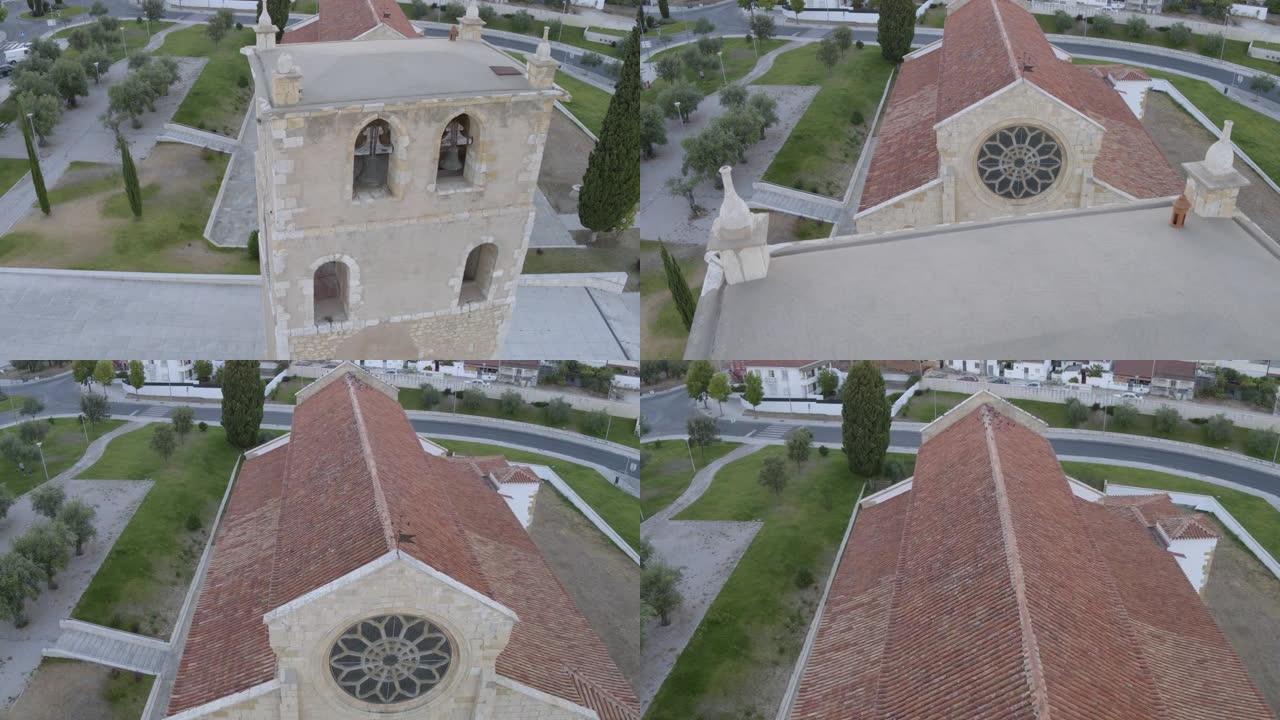 圣玛丽亚·杜奥利瓦教堂。建于12世纪圣殿骑士团。葡萄牙无人机视频