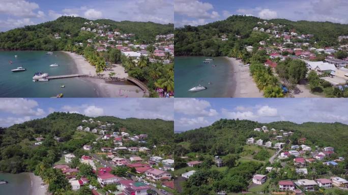 加勒比群岛的马提尼克岛和海滩鸟瞰图