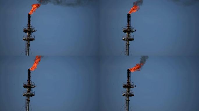 日出时炼油厂冒烟。环境污染危机概念。