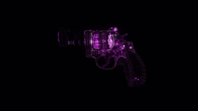 臂枪RGB全息线框。黑色背景上的漂亮3D动画，未来项目的无缝循环