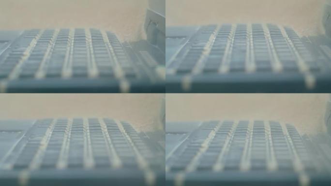 防尘测试期间坚固耐用的笔记本电脑的键盘-特写