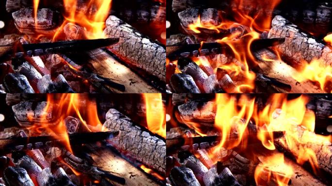 木制和煤火燃烧得像地狱