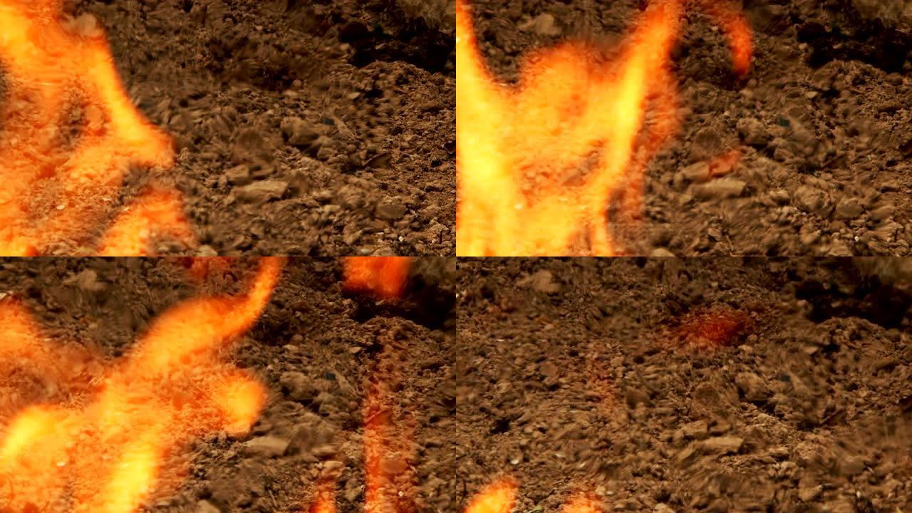 土壤和大火燃烧