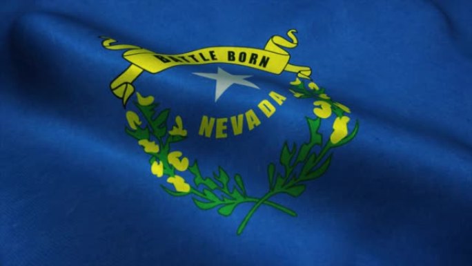 内华达州的旗帜在风中飘扬。内华达州国旗。标志内华达州无缝循环动画。4 k