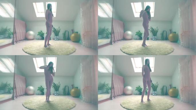 做瑜伽的定格动画宣传广告性感美女旋转
