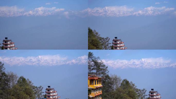尼泊尔纳加科特村蓝天风景美景