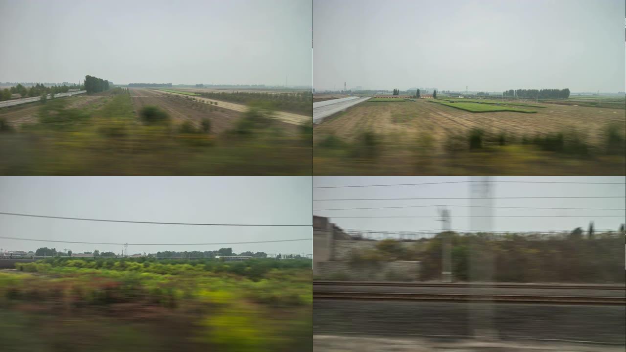 南京到杭州火车公路旅行侧窗视点延时全景4k中国