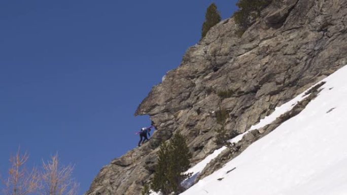 攀登瑞士阿尔卑斯山进行极限滑雪