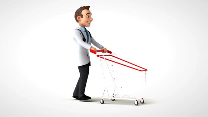 有趣的3D卡通医生走路
