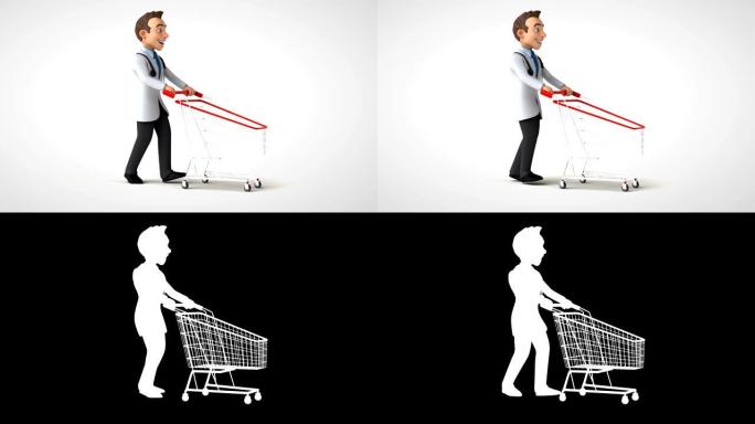 有趣的3D卡通医生走路