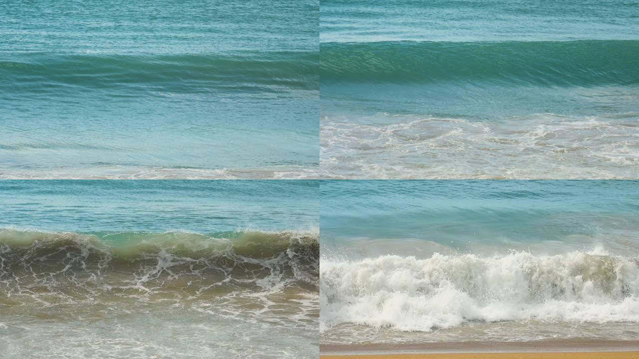 蔚蓝的海浪滚滚麦考海滩的海岸
