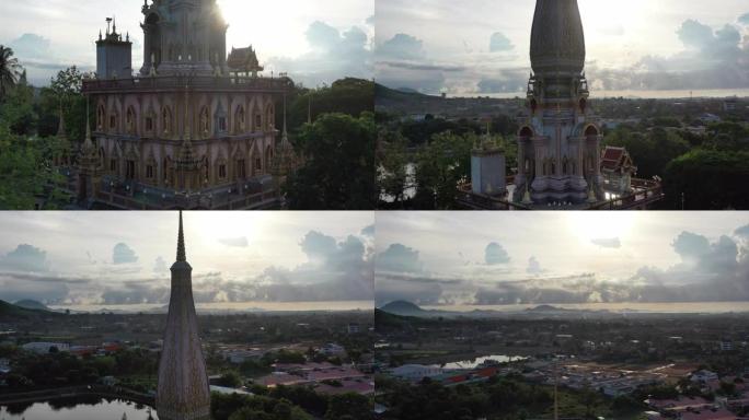 泰国普吉岛查龙寺宝塔查龙寺鸟瞰图是著名的普吉岛寺庙