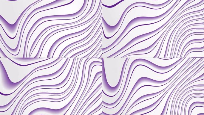 白色和紫色弯曲波抽象运动背景