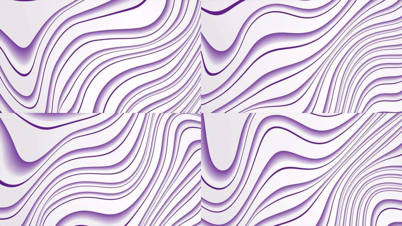 白色和紫色弯曲波抽象运动背景