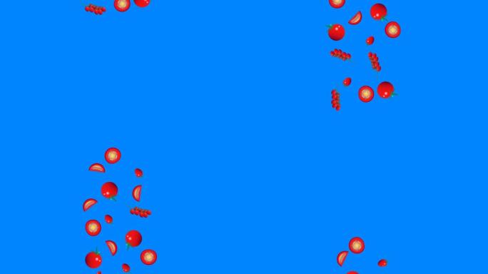 坠落番茄组图形元素动画，蓝屏色键