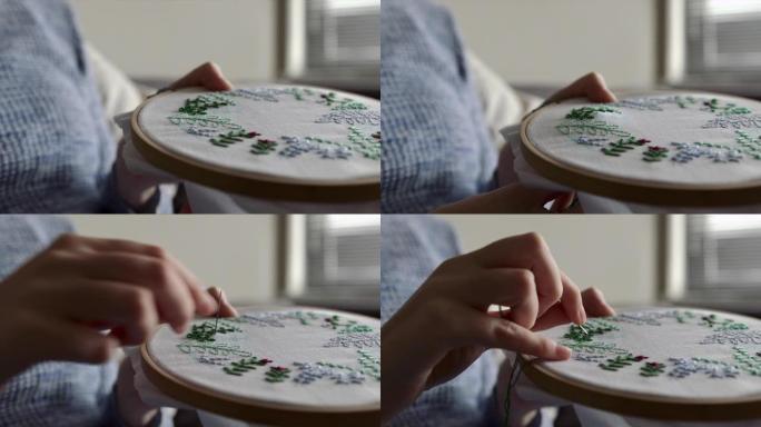 用线程表达她的创造力