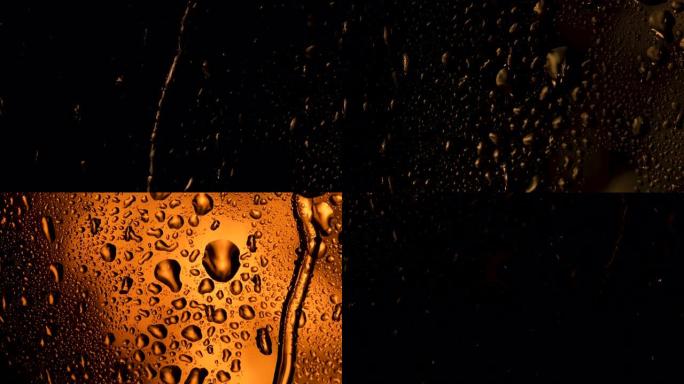 玻璃上的水滴下雨滴玻璃窗车窗下雨天