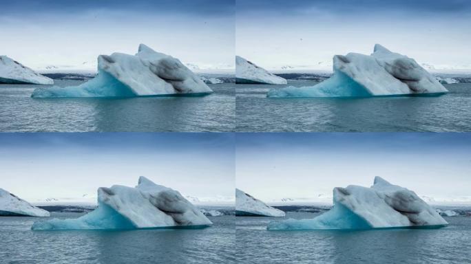 冰岛，Jokulsarlon泻湖，美丽的寒冷景观4k冰岛冰川泻湖湾的延时。4K Timelaspe