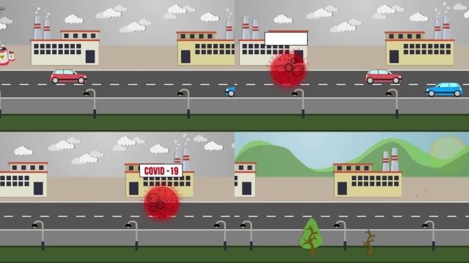 动画隐喻新型冠状病毒肺炎如何让地球变得更绿色。