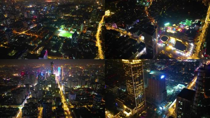 南京市鼓楼区城市马路车流夜景航拍延时40