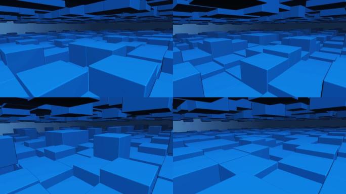 无缝循环蓝色立方体动画