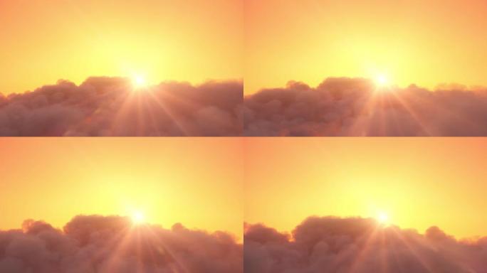 飞越天堂美丽的阳光明媚的云景