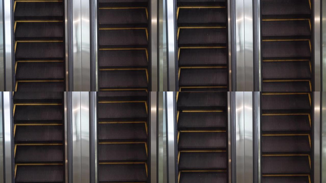 自动扶梯在左向上移动，在右向下移动