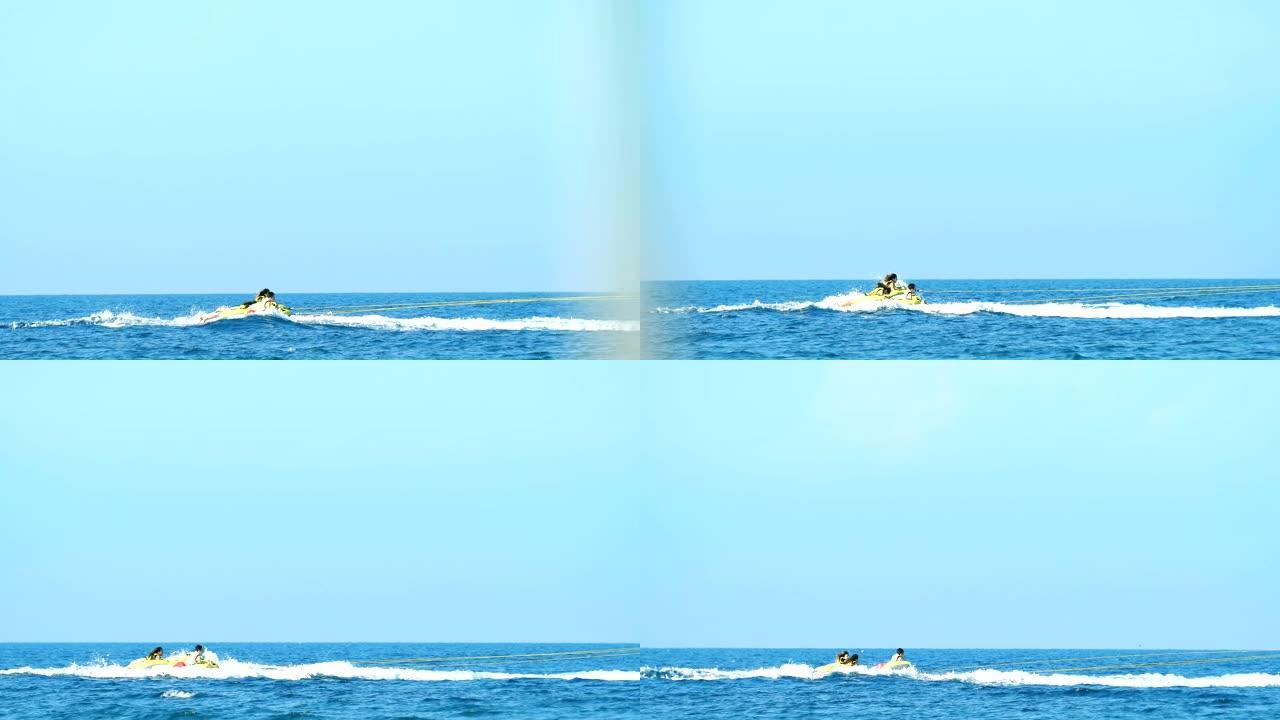 极端摩托艇donnut水上运动在热带绿松石湾高速诅咒