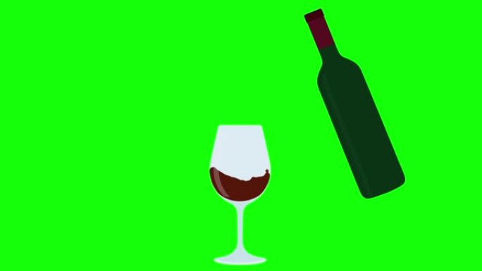 葡萄酒倒在绿色背景上的酒杯中。