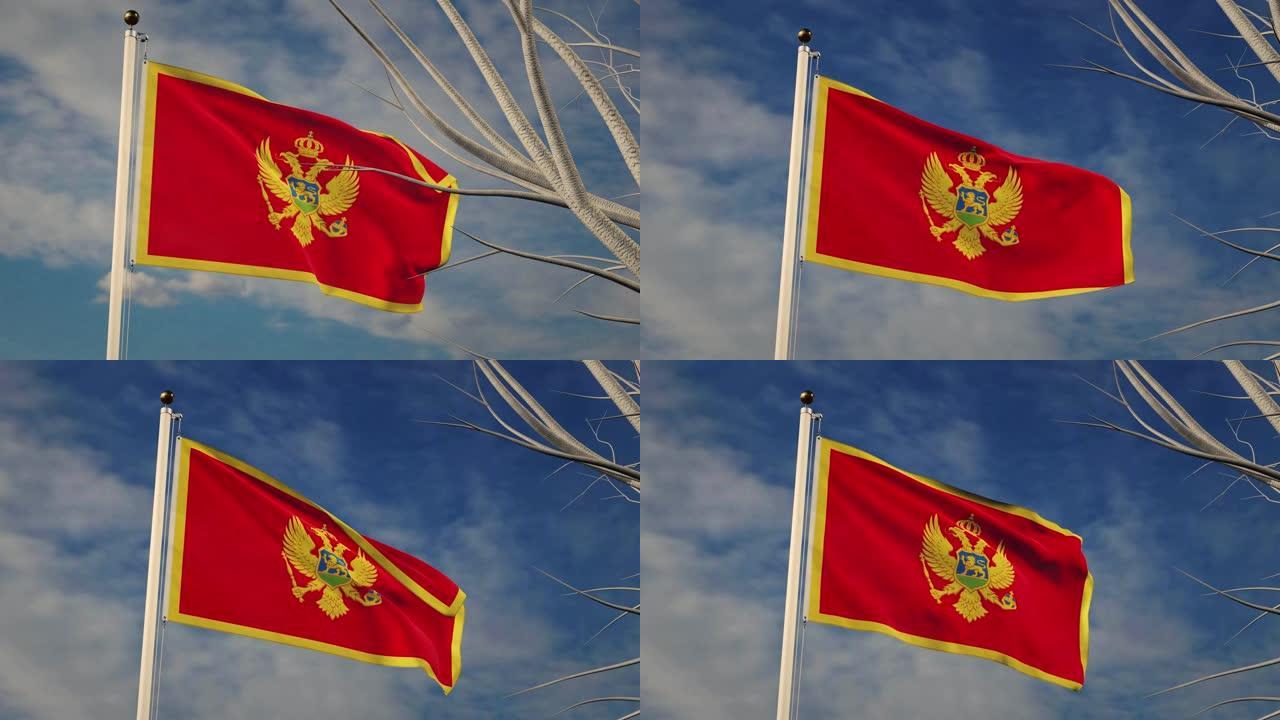 黑山国旗飘扬着民族自豪感-画面动画