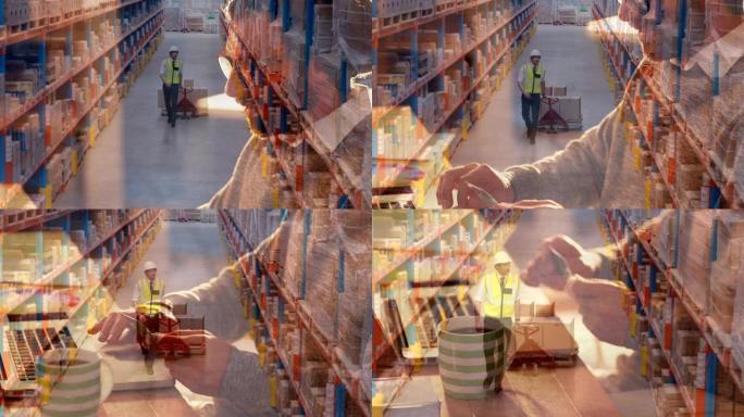 白人男子在家中进行社交距离购物