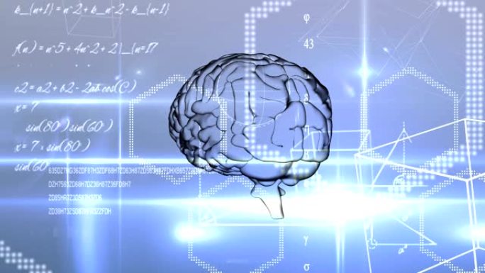 技术和数据处理的大脑动画