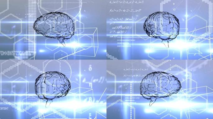 技术和数据处理的大脑动画