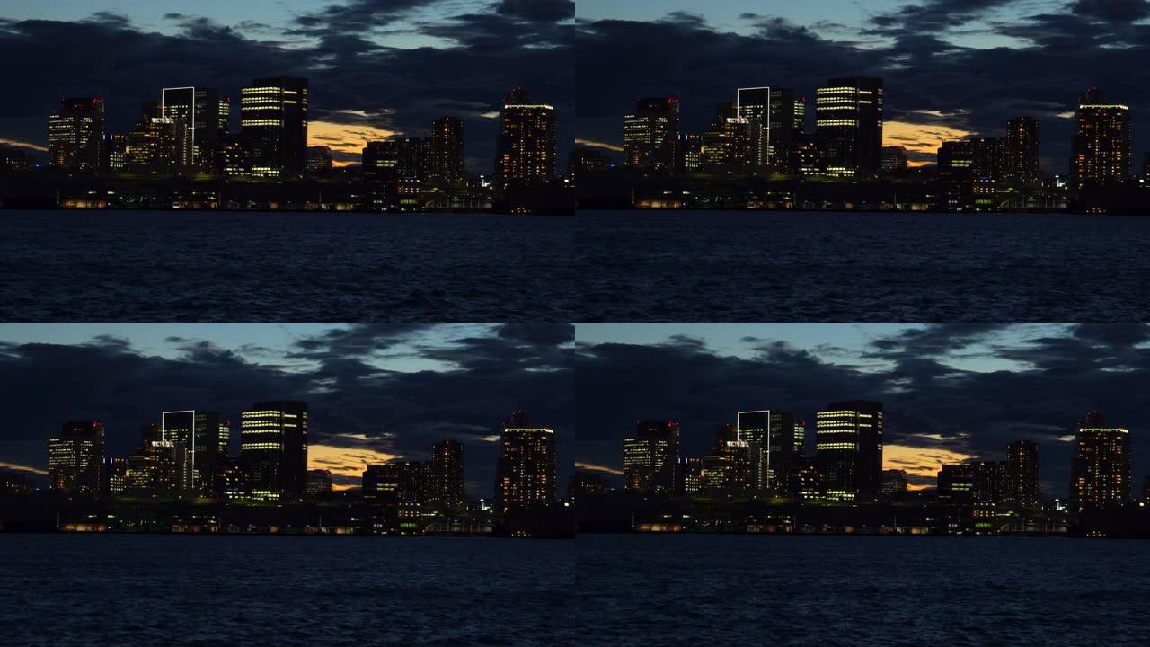 东京湾夜景夜景海边灯光