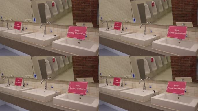 公共厕所4k社交距离避免感染冠状病毒疾病