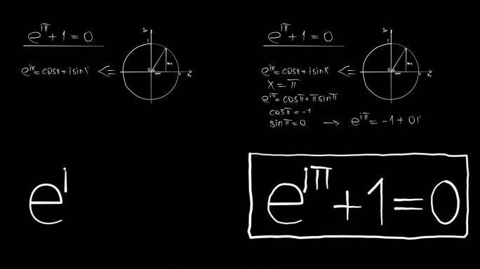 数学中最美丽的公式之一: 欧拉恒等式eip 1 = 0，带有解释。