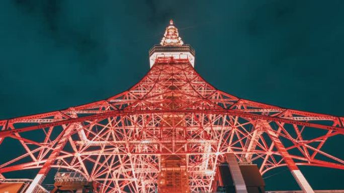 日本东京塔近距离拍摄的4k延时