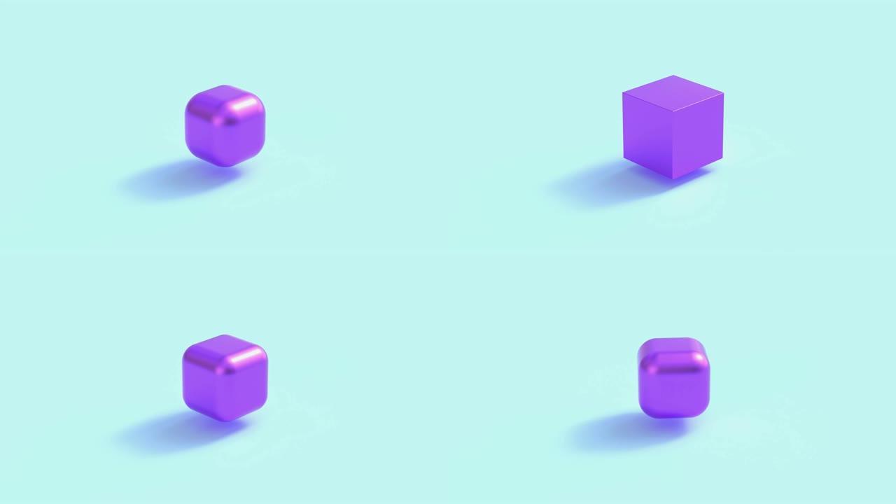 抽象紫色几何形状蓝色场景3d渲染运动