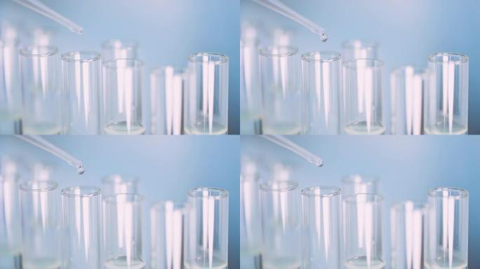 科学家在实验室使用移液器的极端特写