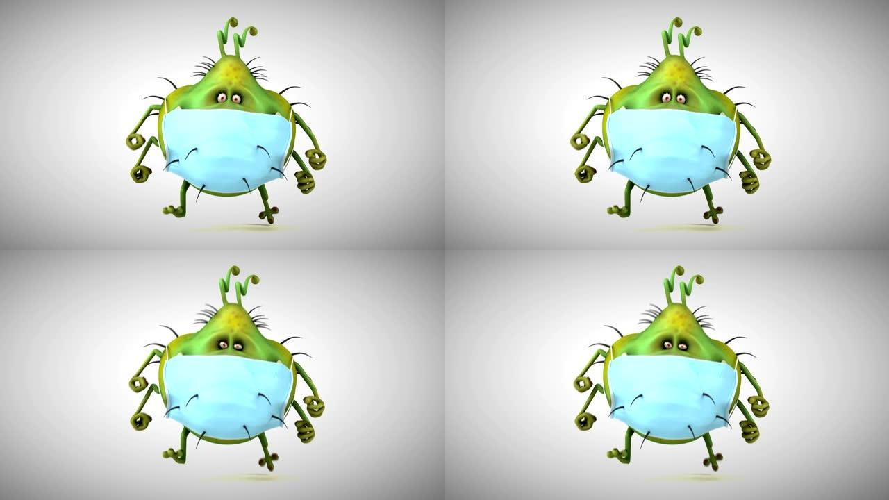 正在运行的病毒的3D动画