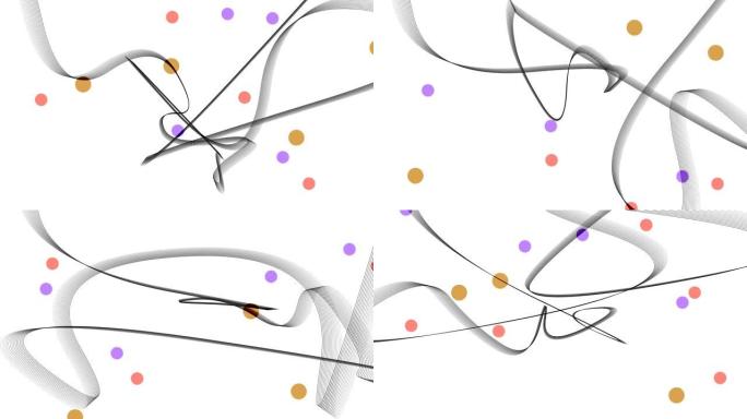 乱七八糟的形状动画。令人着迷的数字运动设计。怪异图案运动中充满活力的发光物体。