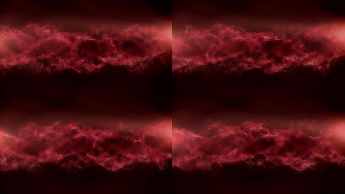 黑色背景上由红云制成的DNA菌株的动画