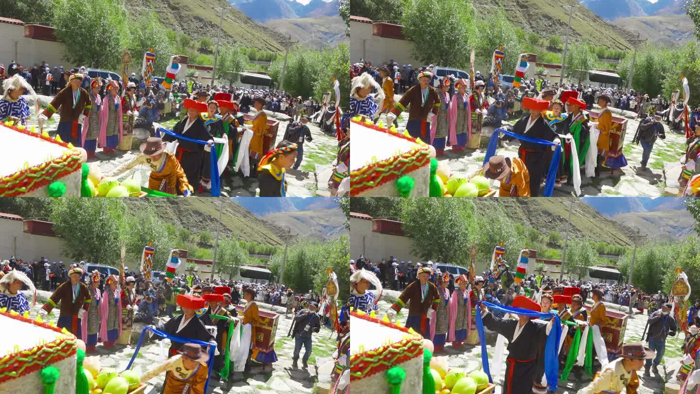西藏歌舞表演 藏族歌舞表演 人群来往