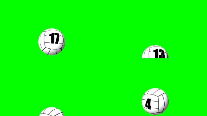 绿屏背景上数字从二十倒数的排球球