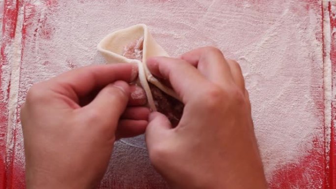 Khinkali-肉pelmeni，黑胡椒饺子手动做